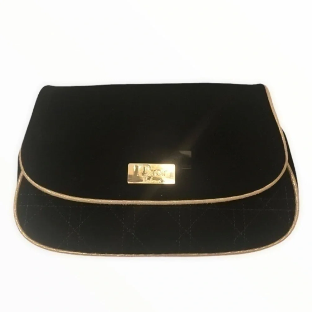 Dior parfums black velvet like cosmetic case bag